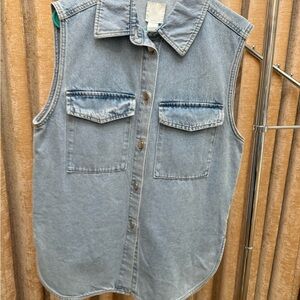 H&M Light Blue Sleeveless Denim Vest